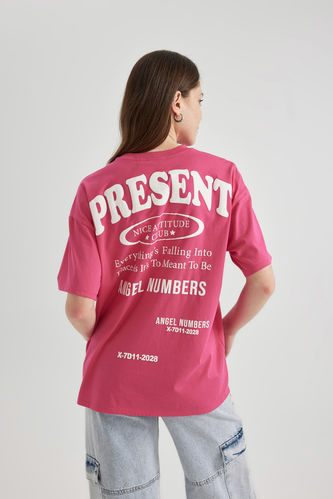 T-Shirt Oversize Imprimé à Manches Courtes