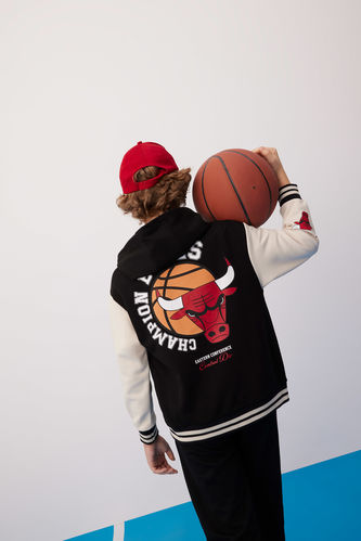 Erkek Çocuk NBA Chicago Bulls Kapüşonlu Bomber Hırka