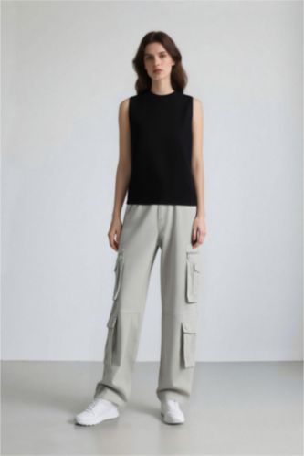 Straight Fit Cargo Gabardine Trousers