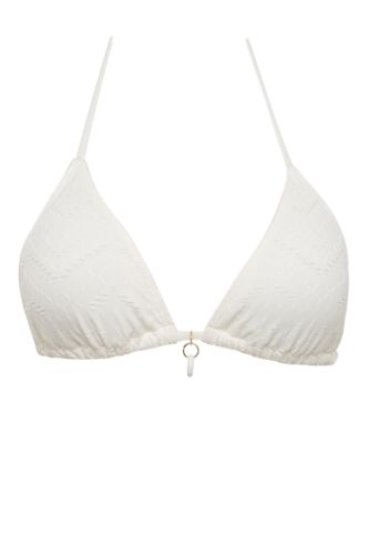 Fall in Love Regular Fit Nakışlı Brode Üçgen Bikini Üstü