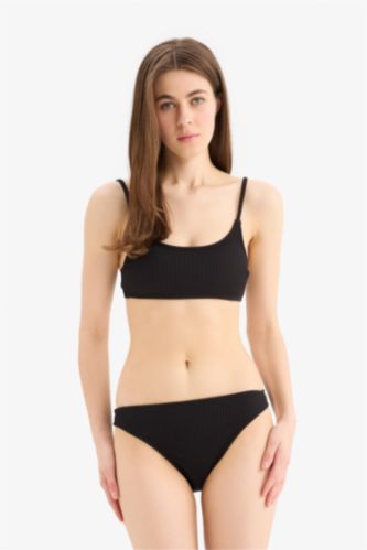 WOMAN Black Fall in Love Regular Fit Crepe Bikini Bottom