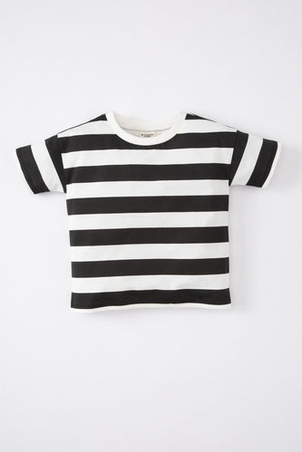 Baby Boy Crew Neck Striped Short Sleeve T-Shirt