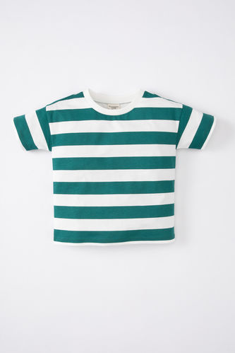 Baby Boy Crew Neck Striped Short Sleeve T-Shirt