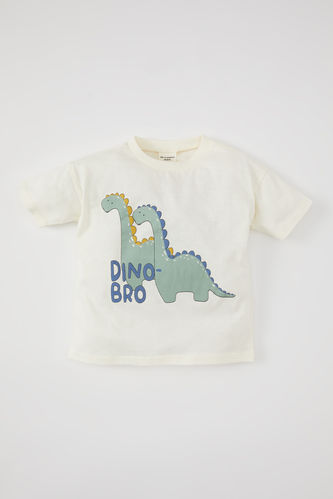 Baby Boy Crew Neck Dinosaur Printed T-Shirt