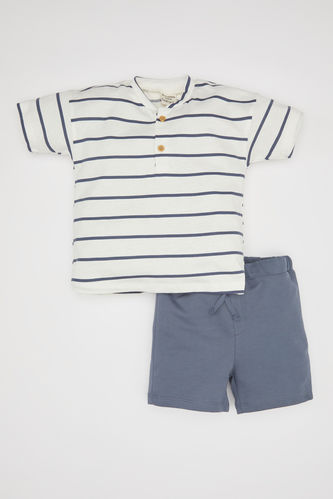 Baby Boy Striped Short Sleeve T-Shirt Shorts 2 Piece Set