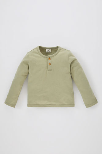 Baby Boy Button Collar Long Sleeve T-Shirt