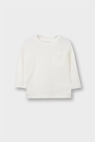 Erkek Bebek Bisiklet Yaka Basic Düz Uzun Kollu Tişört