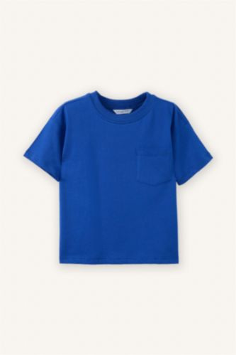 Erkek Bebek Saks Regular Fıt Bisiklet Yaka Kısa Kollu Tişört Erkek Bebek