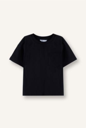 Erkek Bebek Siyah Regular Fıt Bisiklet Yaka Kısa Kollu Tişört Erkek Bebek