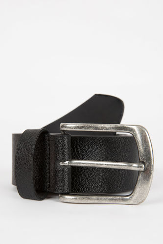 Man Rectangle Clasp Faux Leather