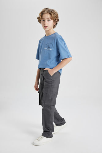 Boy Cargo Fit Standard Leg Twill Trousers