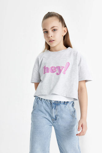Girl Printed Short Sleeve Crop T-Shirt
