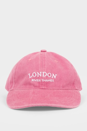 Woman Embroidered Denim Look Cap