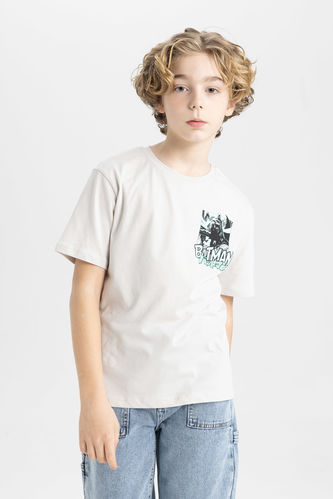 Erkek Çocuk Batman Bisiklet Yaka Jersey Kısa Kollu Tişört