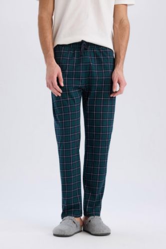 Regular Fit Kareli Cepli Pijama Altı
