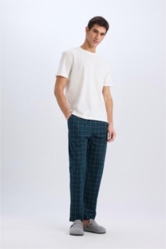 Regular Fit Kareli Cepli Pijama Altı