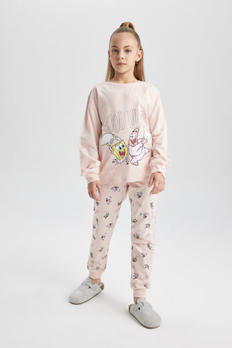 Kız Çocuk SpongeBob Uzun Kollu Pijama Takımı