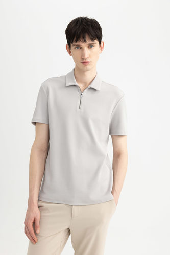 Regular Fit Zipper Pleat Polo T-Shirt