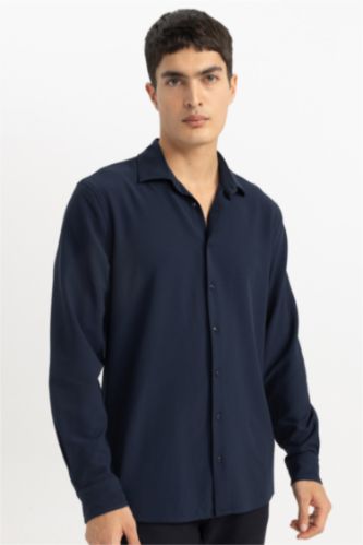 Modern Fit Polo Collar Crinkle Shirt