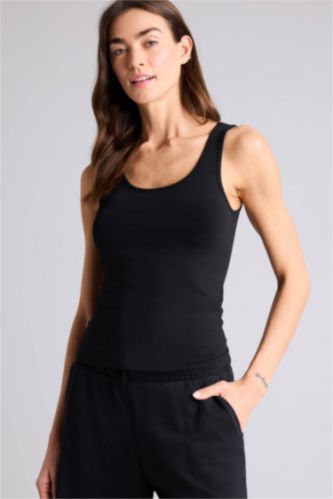 FEMME Noir Débardeur slim basique à col rond