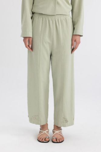 Keten Karışımlı Basic Düz Harem Pantolon