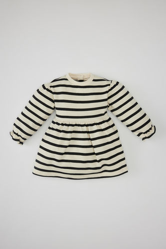 Regular Fit Striped Long Sleeve Knitted Dress
