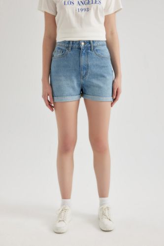 Джинсовые шорты Mom Fit с высокой талией