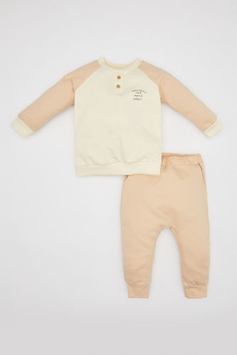 Erkek Bebek Baskılı Uzun Kollu Sweatshirt Eşofman Altı 2'li Takım