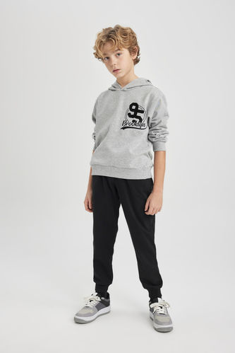 Boy Hooded Printed Sweatshirt Sweatpants 2 Piece Set