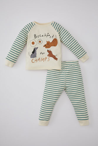 Erkek Bebek Çizgili Uzun Kollu Pijama Takımı