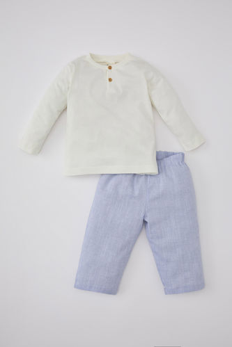 Baby Boy Striped Long Sleeve 2 Piece Woven Pajama Set