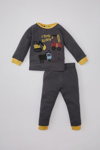 Baby Boy Vehicle Printed Long Sleeve Pajama Set