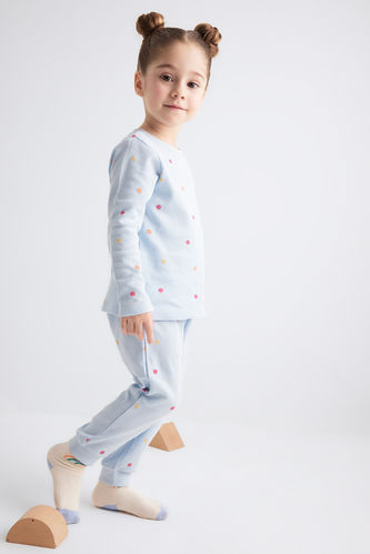 Kız Bebek Meyve Desenli Uzun Kollu Waffle Pijama Takımı