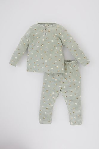 Kız Bebek Çiçekli Uzun Kollu Pijama Takımı