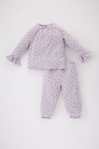 Ensemble Pyjama Jersey à Pois Et Manches Longues Pour Bébé Fille
