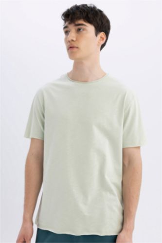 Regular Fit Crew Neck Dirty Short Sleeve T-Shirt