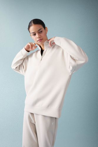DeFactoFit Oversize Fit Zippered Sports Sweatshirt