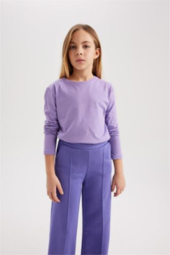 تيشيرت بناتي سادة ردن طويل قصة عادية بياخة مستديرة