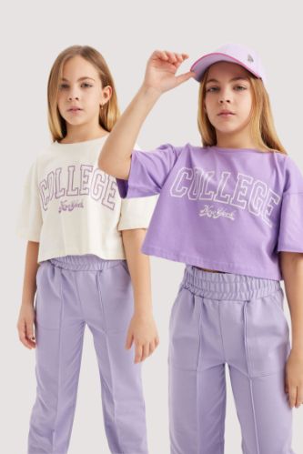 Girl 2 Piece Short Sleeve Crop T-Shirt