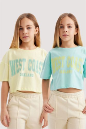 Girl 2 Piece Short Sleeve Crop T-Shirt