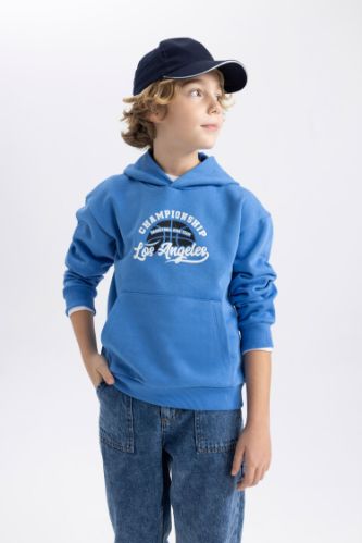 سويت شيرت ولادي قصة عادية بغطاء للرأس