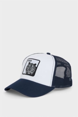 Erkek Lacivert Erkek Etiket Baskılı Dokuma Beyzbol Basketbol Şapkası