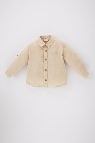 Baby Boy Shirt Collar Poplin Long Sleeve Shirt