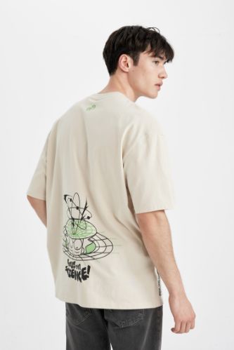 Rick and Morty Oversize Geniş Kalıp Bisiklet Yaka Sırt Baskılı Kısa Kollu Tişört
