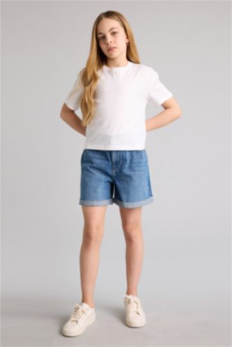 Girls & Teens Light Blue Girl Paperbag Denim Shorts