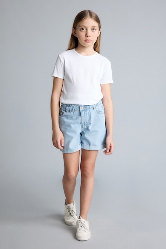 Girls & Teens Ice Blue شورت جينز بناتي بيبرباج