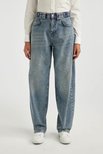 High Waist Ankle Length Carpenter Fit Jeans