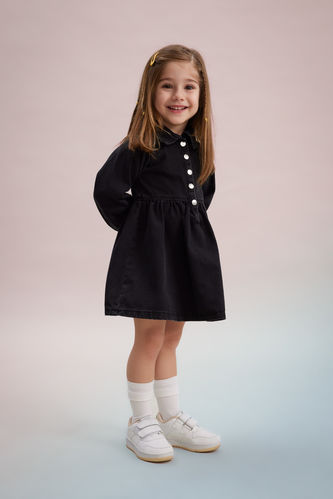 Джинсовое платье с длинным рукавом для малышей девочек