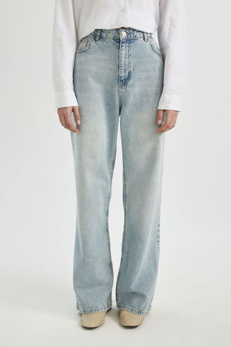 Pantalon Jean Large Taille Haute à Jambe Large et Long Style des Années 90 Afra X Defacto