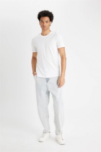 Ерлер Мұзды Көк relaxed slouchy fıt деним тар етек Шалбар
